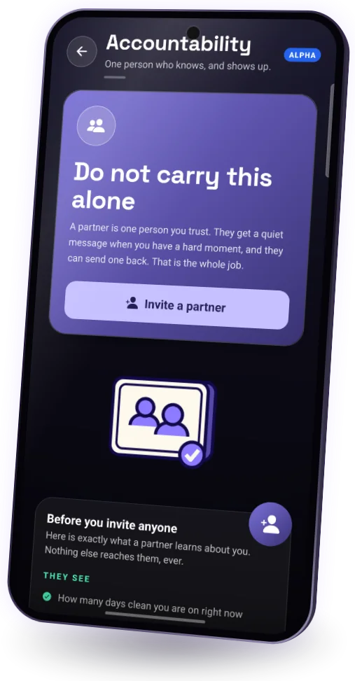 Accountability partner screen on a phone
