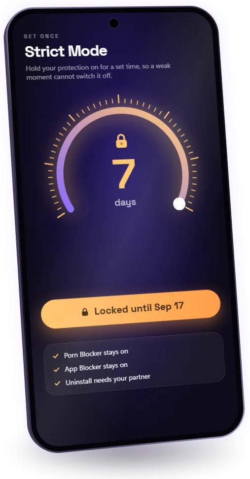 Strict Mode screen on a phone